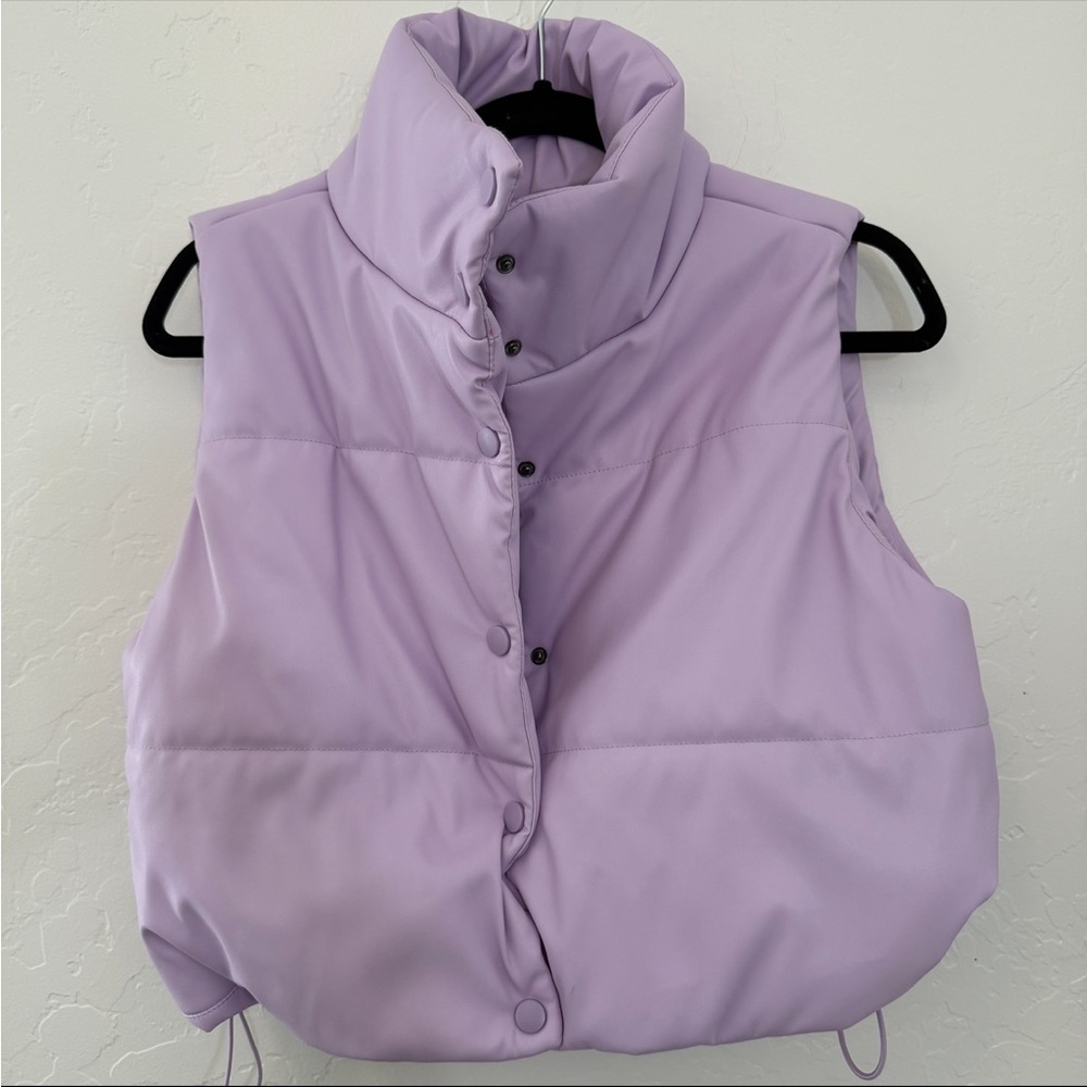 Most Famous Lavender Faux Leather Puffer Vest